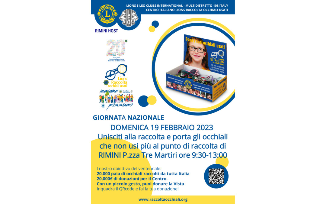 Raccolta occhiali usati – LC Rimini Host, 19 febbriao 2023